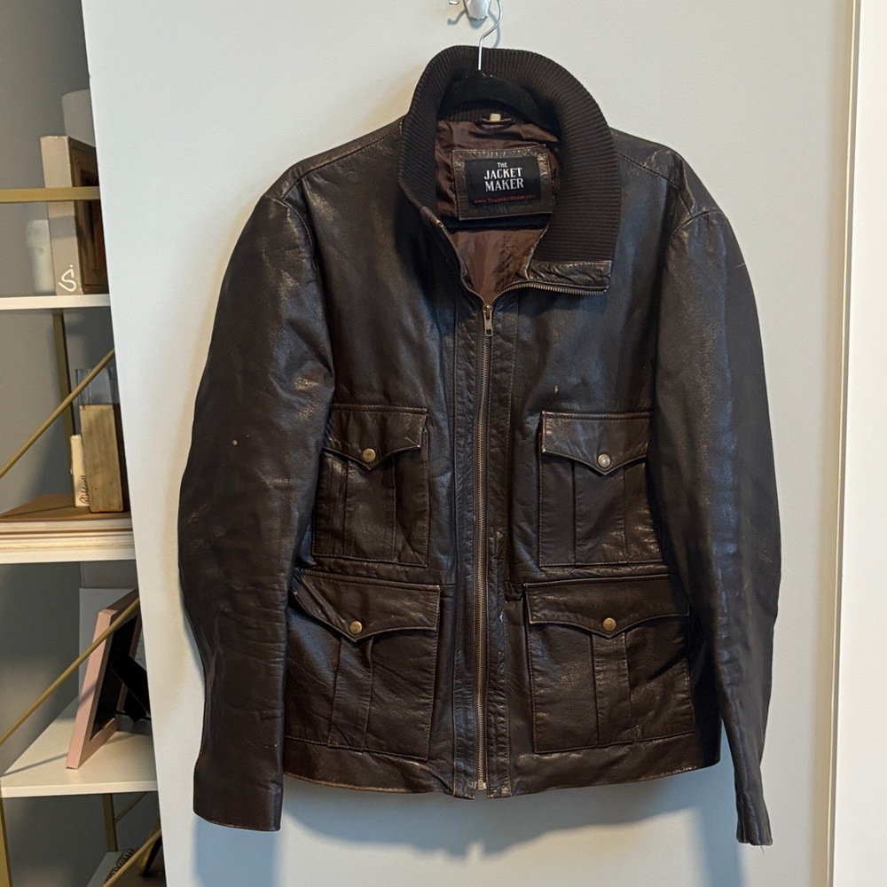 Women's Dark Brown Leather Bomber Jacket